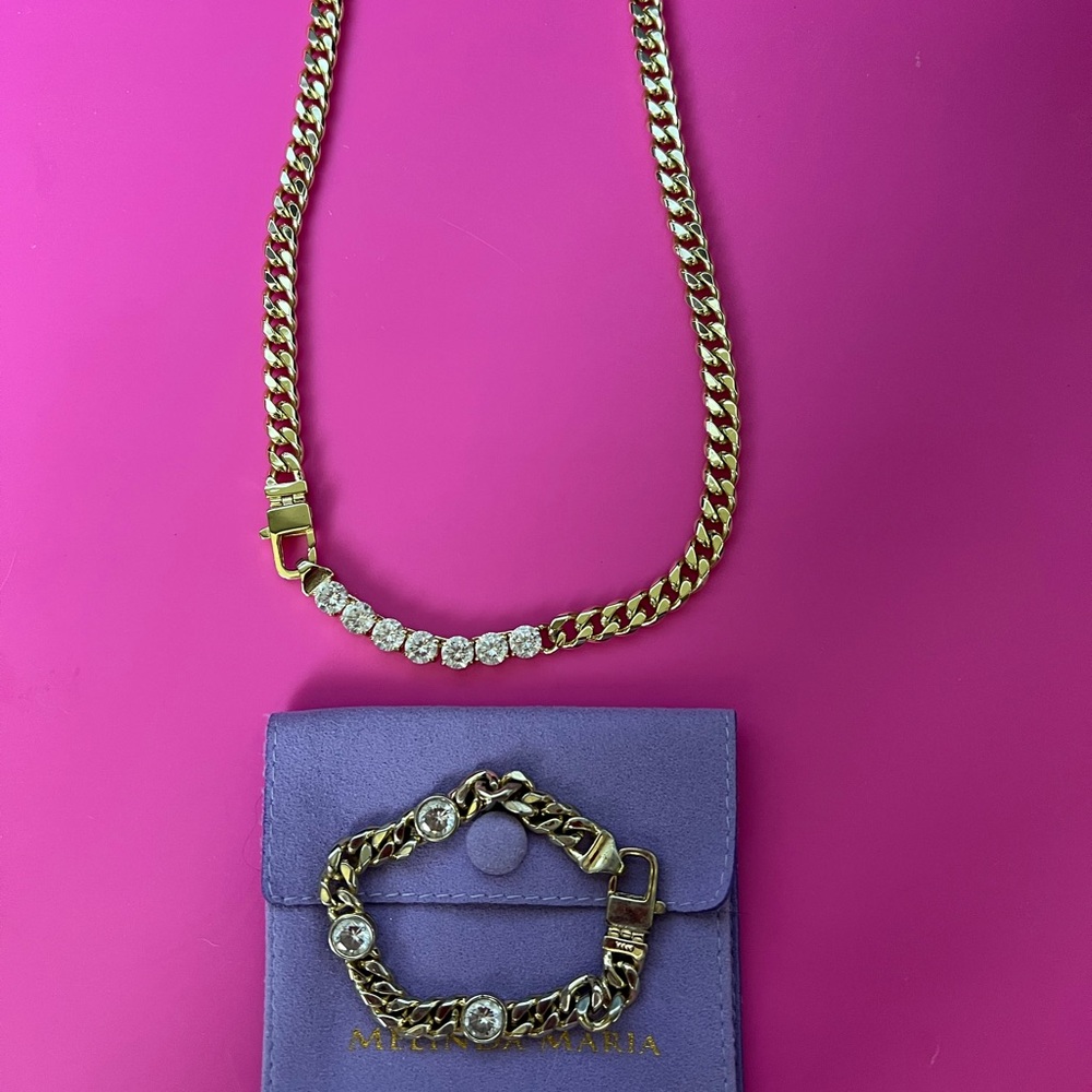 Melinda Maria 16” Julian loves Diamonds Necklace & 6.5” Triple Diamond Bracelet